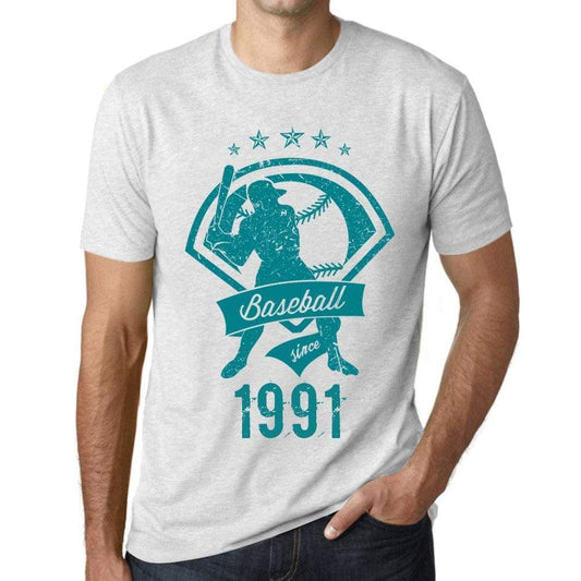 Mens Vintage Tee Shirt Graphic T Shirt Baseball Since 1991 Vintage White - Vintage White / Xs / Cotton - T-Shirt