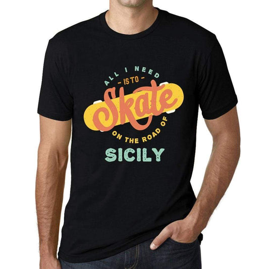 Mens Vintage Tee Shirt Graphic T Shirt Sicily Black - Black / Xs / Cotton - T-Shirt