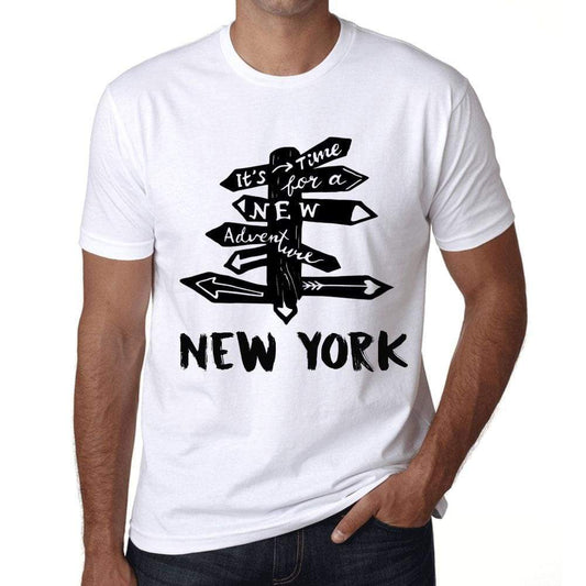 Mens Vintage Tee Shirt Graphic T Shirt Time For New Advantures New York White - White / Xs / Cotton - T-Shirt
