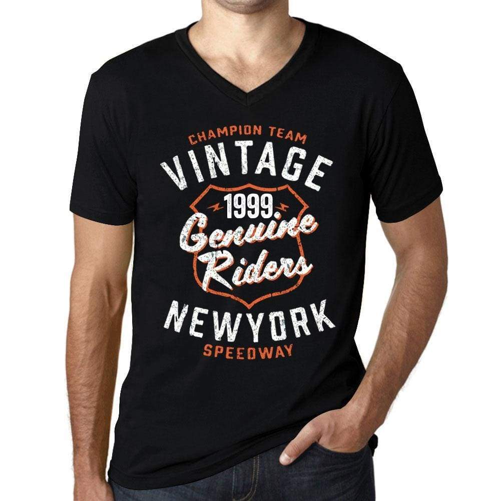 Mens Vintage Tee Shirt Graphic V-Neck T Shirt Genuine Riders 1999 Black - Black / S / Cotton - T-Shirt