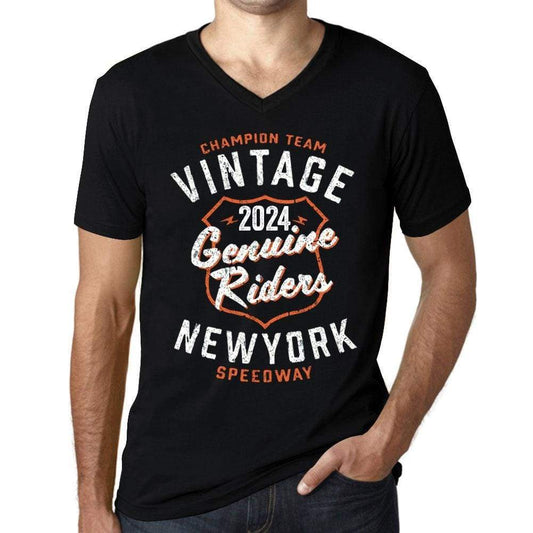 Mens Vintage Tee Shirt Graphic V-Neck T Shirt Genuine Riders 2024 Black - Black / S / Cotton - T-Shirt