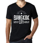 Mens Vintage Tee Shirt Graphic V-Neck T Shirt Live It Love It Bangkok Deep Black - Black / S / Cotton - T-Shirt