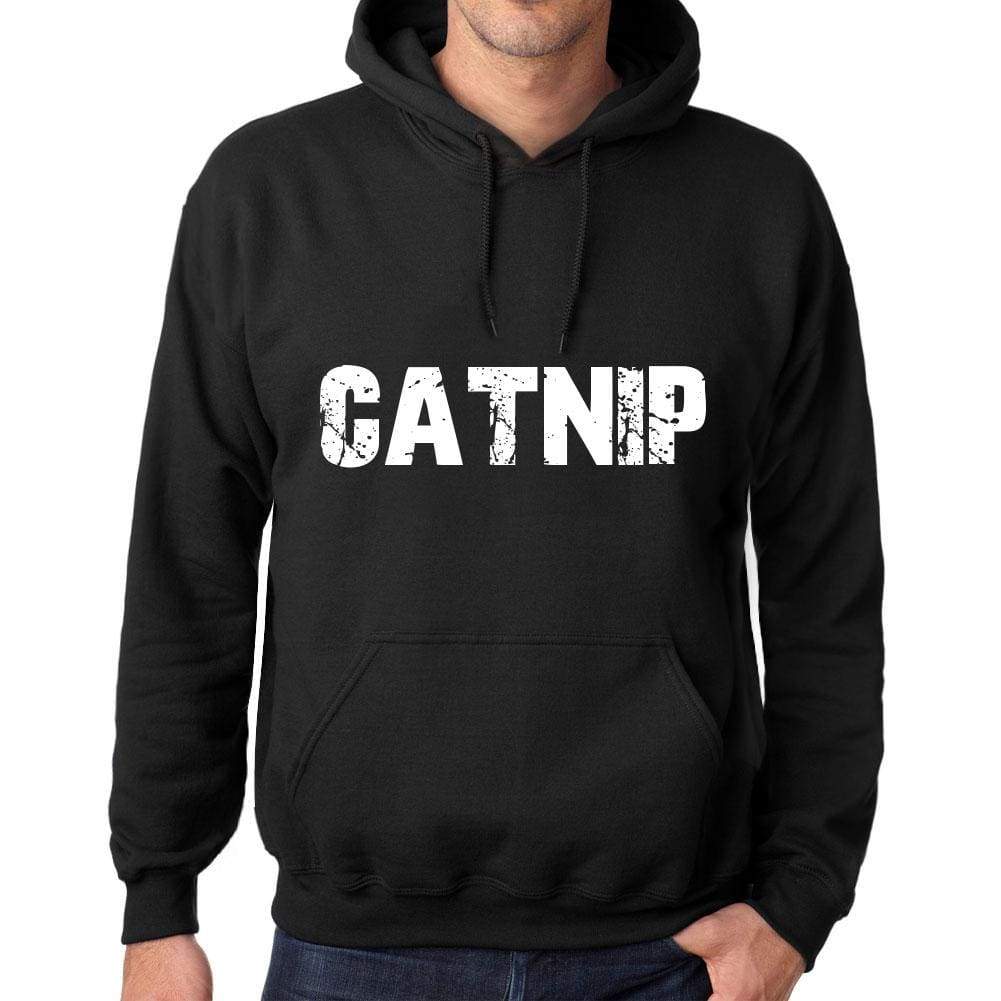 Mens Womens Unisex Printed Graphic Cotton Hoodie Soft Heavyweight Hooded Sweatshirt Pullover Popular Words Catnip Deep Black - Black / Xs /