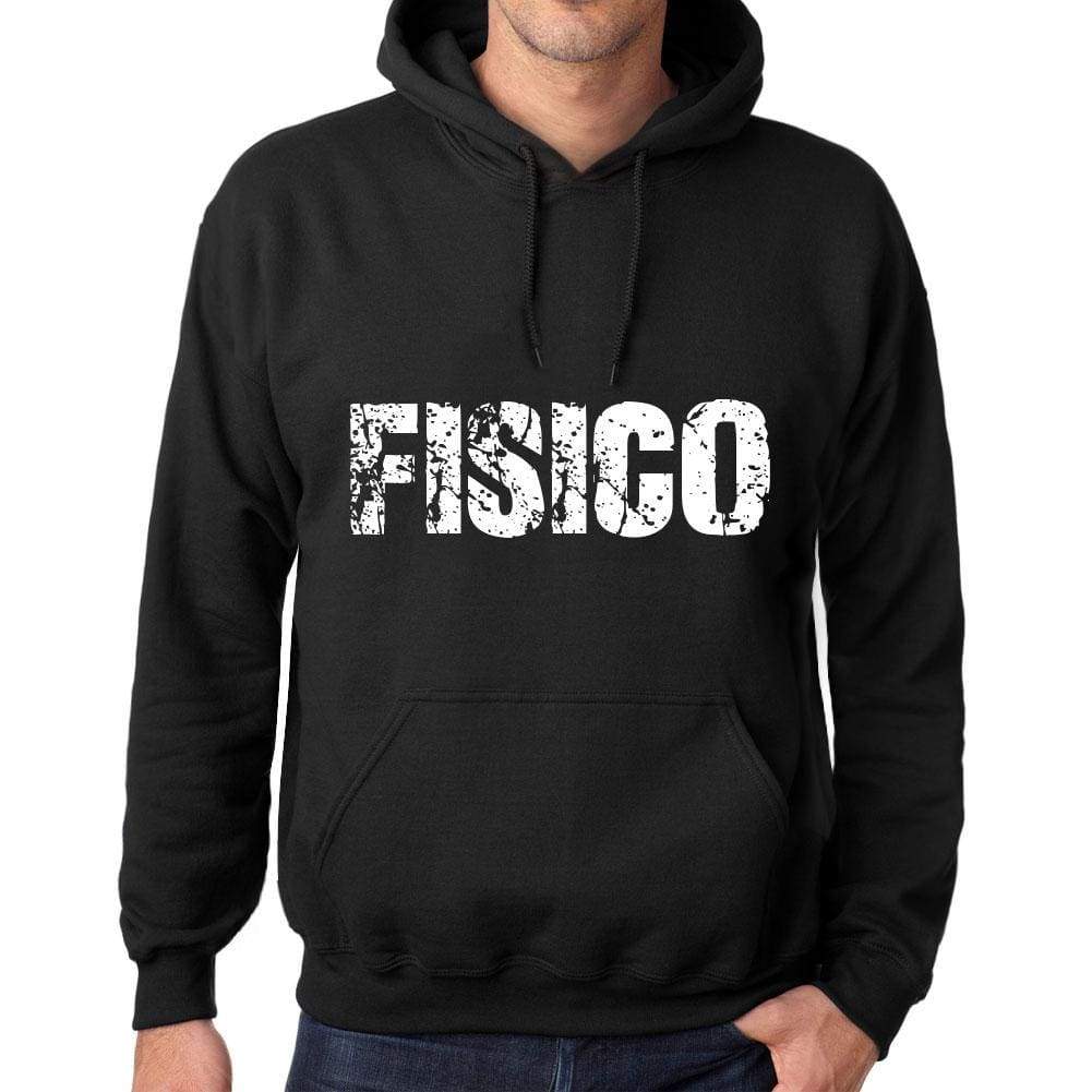 Mens Womens Unisex Printed Graphic Cotton Hoodie Soft Heavyweight Hooded Sweatshirt Pullover Popular Words Fisico Deep Black - Black / Xs /