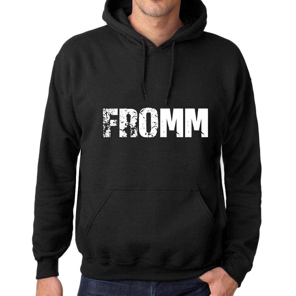 Mens Womens Unisex Printed Graphic Cotton Hoodie Soft Heavyweight Hooded Sweatshirt Pullover Popular Words Fromm Deep Black - Black / Xs /