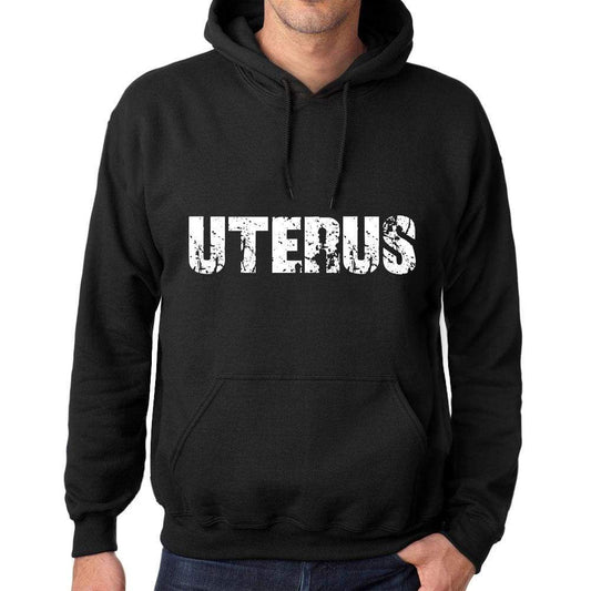 Mens Womens Unisex Printed Graphic Cotton Hoodie Soft Heavyweight Hooded Sweatshirt Pullover Popular Words Uterus Deep Black - Black / Xs /