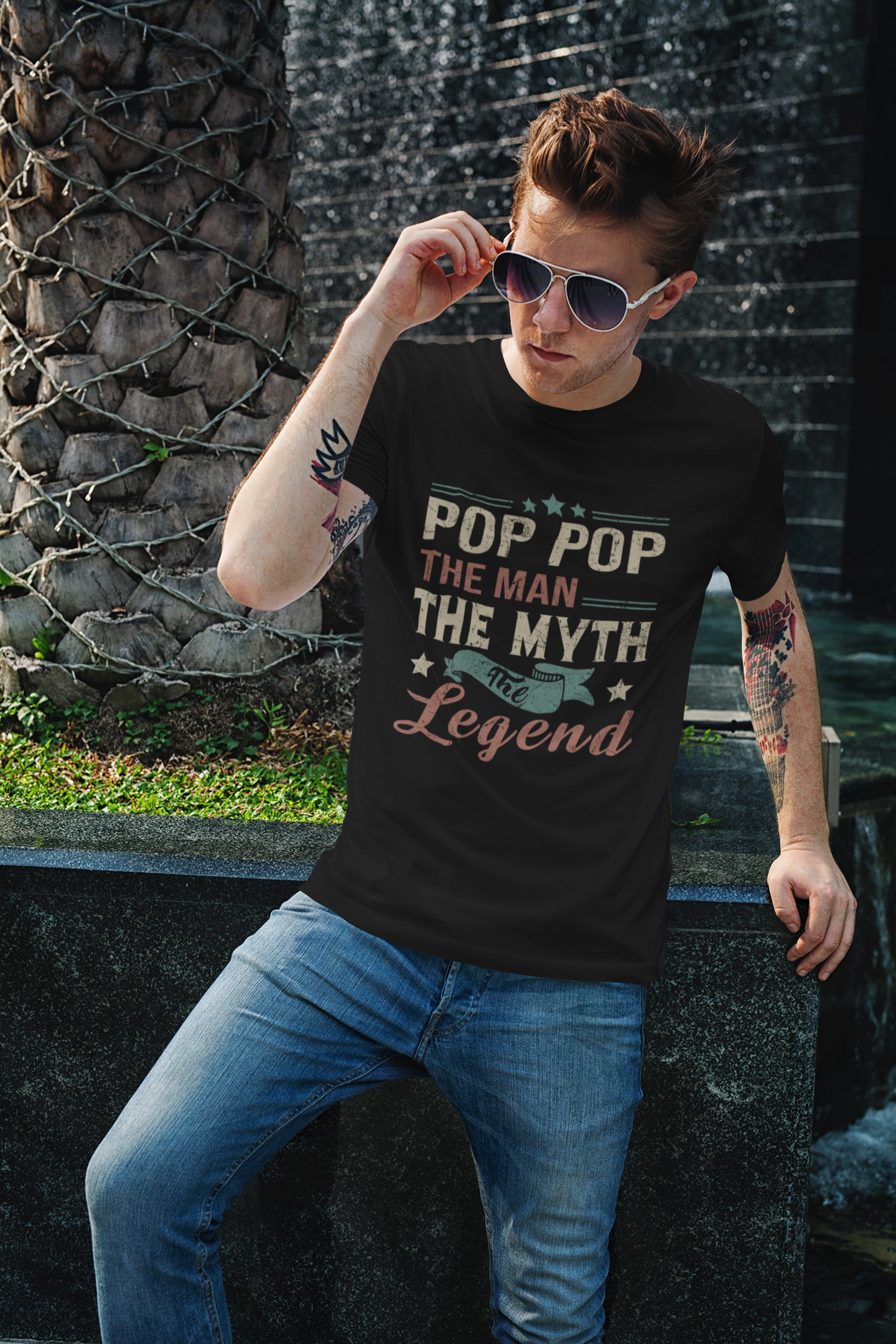 ULTRABASIC Herren T-Shirt Vintage Pop Pop The Man The Myth The Legend – Retro Neuheit T-Shirt