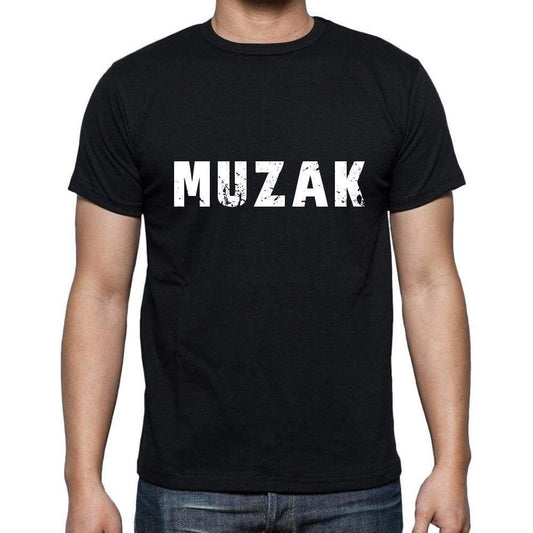 Muzak Mens Short Sleeve Round Neck T-Shirt 5 Letters Black Word 00006 - Casual