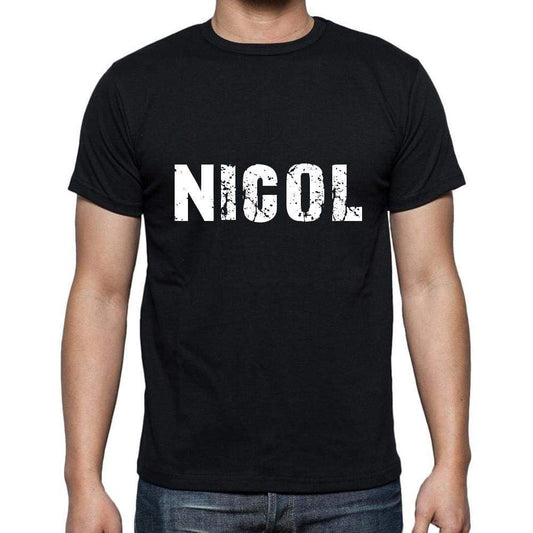 Nicol Mens Short Sleeve Round Neck T-Shirt 5 Letters Black Word 00006 - Casual