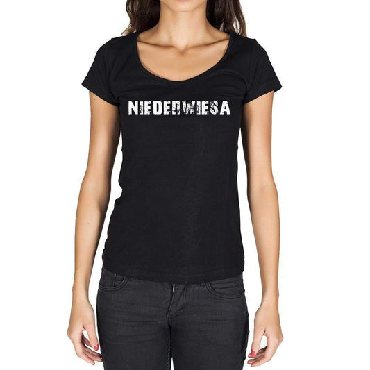Niederwiesa German Cities Black Womens Short Sleeve Round Neck T-Shirt 00002 - Casual