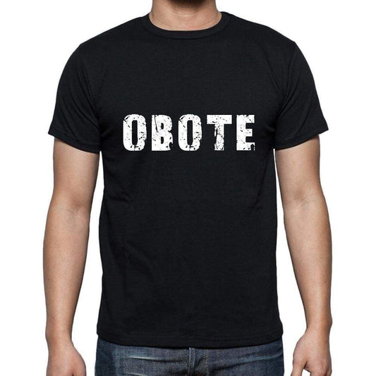 Obote Mens Short Sleeve Round Neck T-Shirt 5 Letters Black Word 00006 - Casual