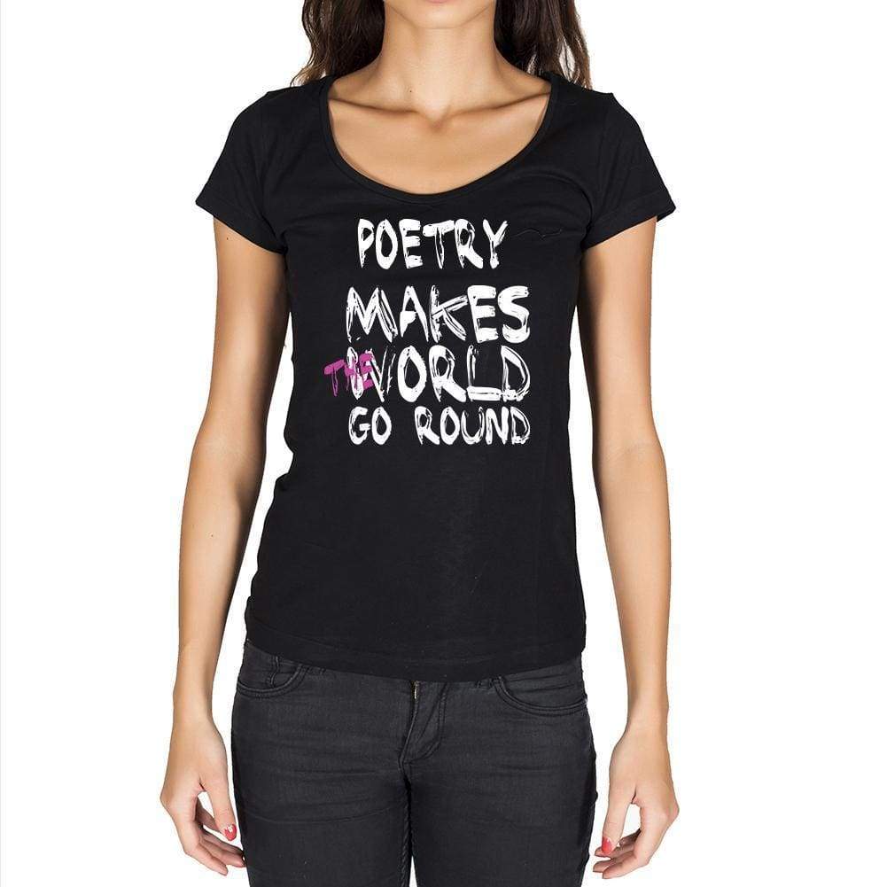 Poetry World Goes Round Womens Short Sleeve Round Neck T-Shirt 00081 - Black / Xs - Casual