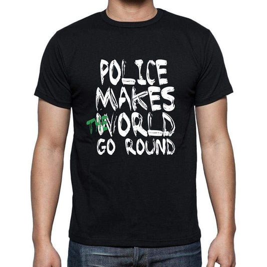 Police World Goes Round Mens Short Sleeve Round Neck T-Shirt 00082 - Black / S - Casual