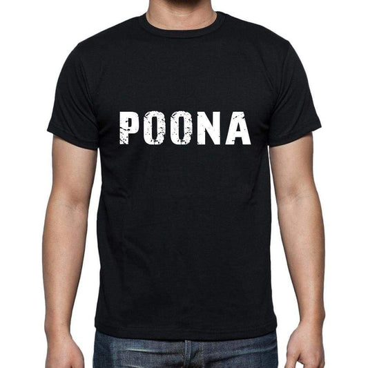 Poona Mens Short Sleeve Round Neck T-Shirt 5 Letters Black Word 00006 - Casual
