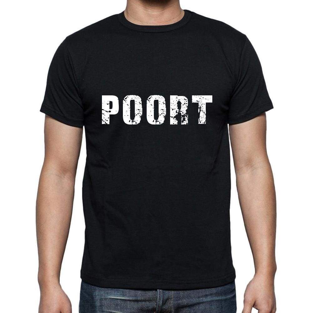 Poort Mens Short Sleeve Round Neck T-Shirt 5 Letters Black Word 00006 - Casual