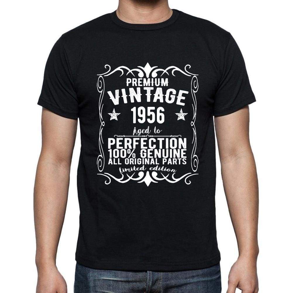 Premium Vintage Year 1956 Black Mens Short Sleeve Round Neck T-Shirt Gift T-Shirt 00347 - Black / S - Casual