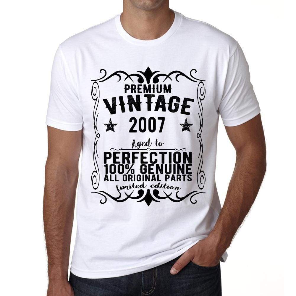 Premium Vintage Year 2007 White Mens Short Sleeve Round Neck T-Shirt Gift T-Shirt 00349 - White / Xs - Casual