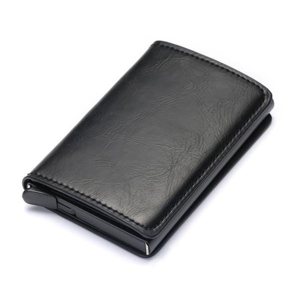 Business ID Credit Card Holder Men and Women Metal RFID Vintage Aluminium Box PU Leather Card Wallet Note Carb-Card Holder-Ultrabasic