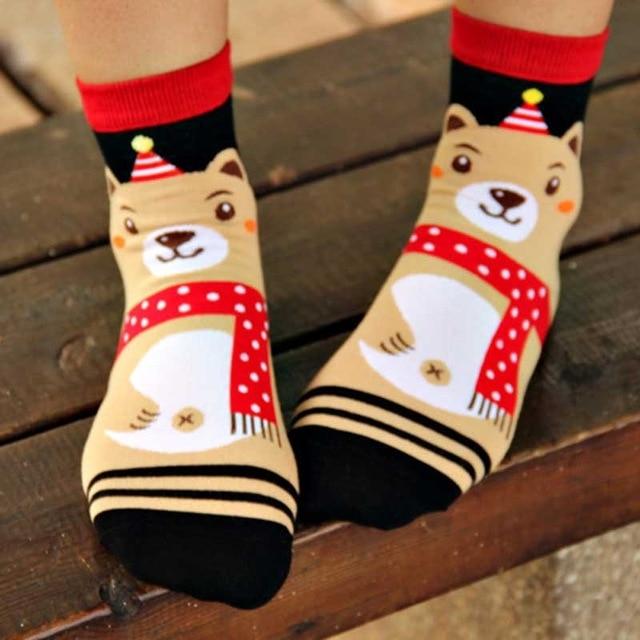 2018 nouveau Design noël père noël chaussettes femmes coton court wapiti hiver chaussettes dessin animé cerf neige homme mignon chaussettes nouvel an cadeau