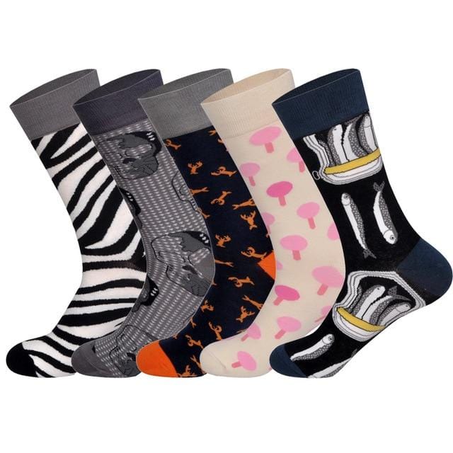 LIONZONE 5Pairs/lot Brand Men Socks 60 Colors 12 Selects British Style StreetWear Designer Happy Socks Funny with Gift Box