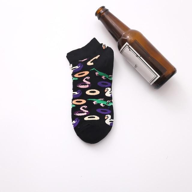 Chaussettes d'été tendance pour hommes, chaussettes en coton, bateau, intérêt, drôle, originalité, Harajuku, cheville, nourriture, fruits