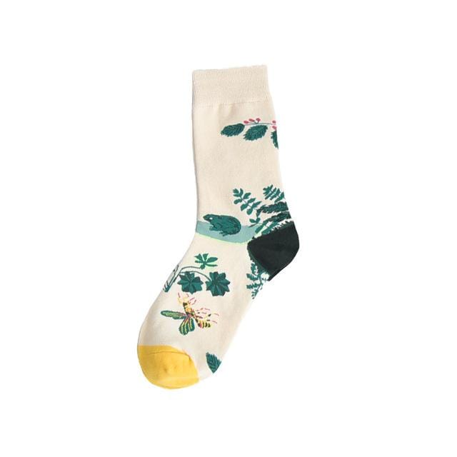 Chaussettes amusantes unisexes, style Harajuku, mode rue, fruits fantaisie, art animal, homme, chaussettes en coton, mignonnes et heureuses, longues chaussettes meias