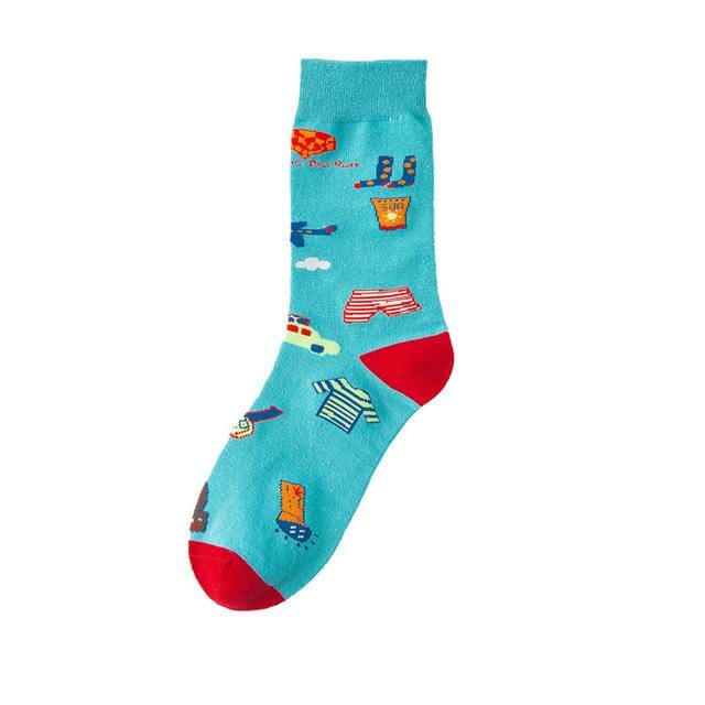 Chaussettes amusantes unisexes, style Harajuku, mode rue, fruits fantaisie, art animal, homme, chaussettes en coton, mignonnes et heureuses, longues chaussettes meias