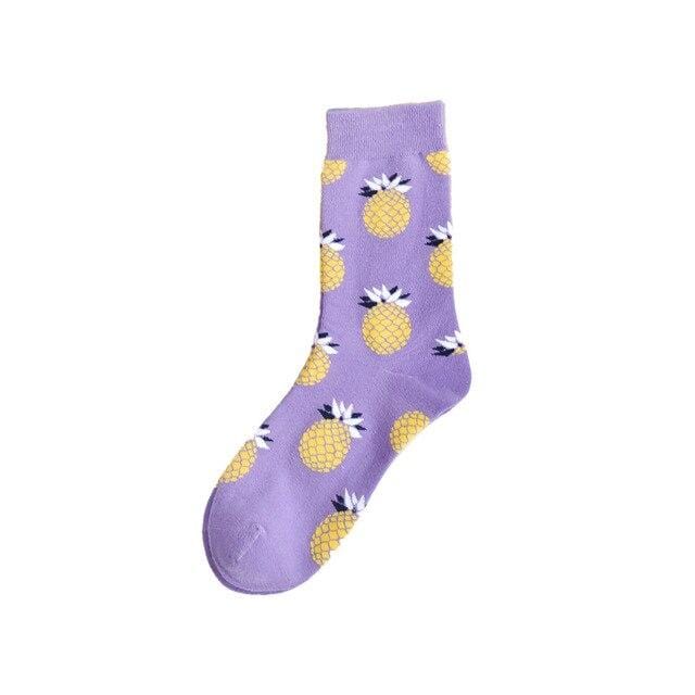 Chaussettes amusantes unisexes, style Harajuku, mode rue, fruits fantaisie, art animal, homme, chaussettes en coton, mignonnes et heureuses, longues chaussettes meias