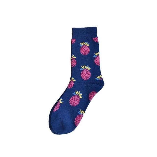 Chaussettes amusantes unisexes, style Harajuku, mode rue, fruits fantaisie, art animal, homme, chaussettes en coton, mignonnes et heureuses, longues chaussettes meias