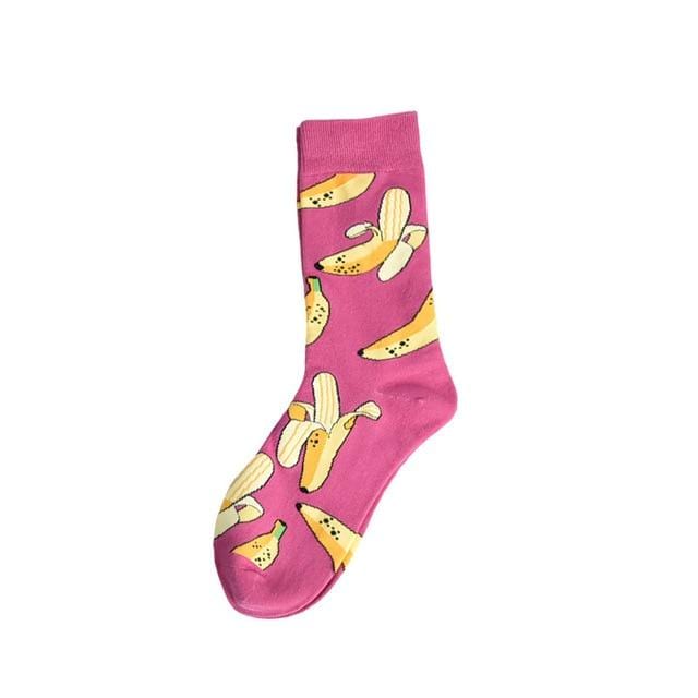 Chaussettes amusantes unisexes, style Harajuku, mode rue, fruits fantaisie, art animal, homme, chaussettes en coton, mignonnes et heureuses, longues chaussettes meias