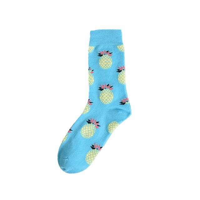 Chaussettes amusantes unisexes, style Harajuku, mode rue, fruits fantaisie, art animal, homme, chaussettes en coton, mignonnes et heureuses, longues chaussettes meias