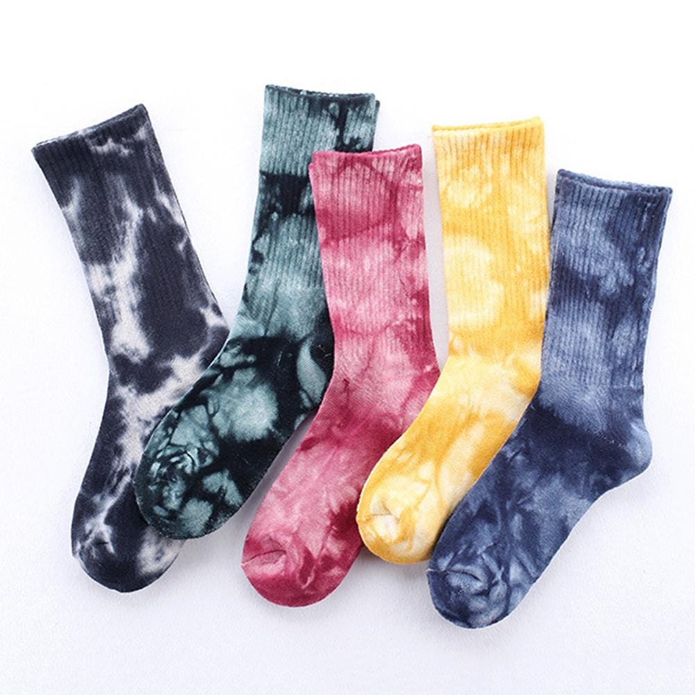 Chaussettes de Skateboard colorées unisexes pour hommes, nouveauté, teinture par nouage, chaussettes hip hop Harajuku en coton, chaussettes longues pour Couple ethnique Meias