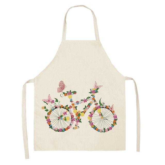 1 pièces coton lin fleur papillon fille imprimé tabliers de cuisine pour les femmes maison cuisine cuisson taille bavoir chasuble 53*65 cm WQ0034