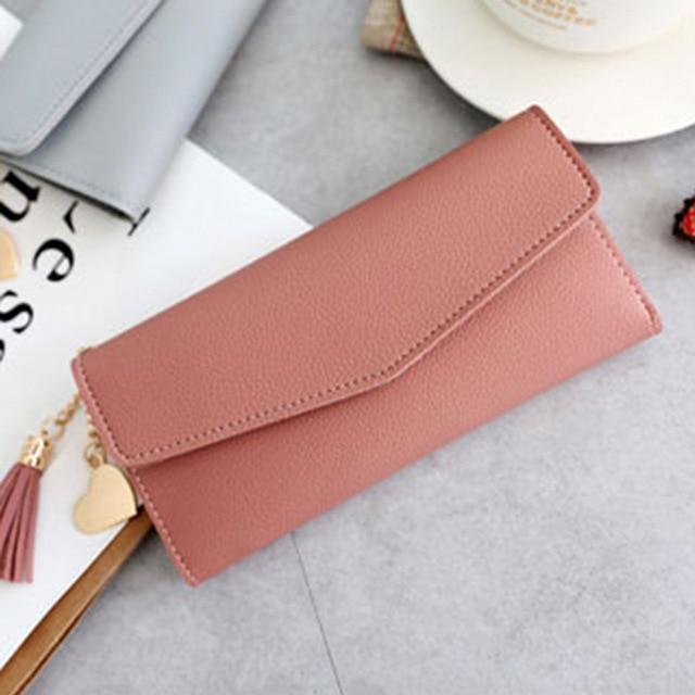 Long Women's Wallet Female Purses Tassel Coin Purse Card Holder Wallets Female Pu Leather Clutch Money Bag Pu Leather Wallet