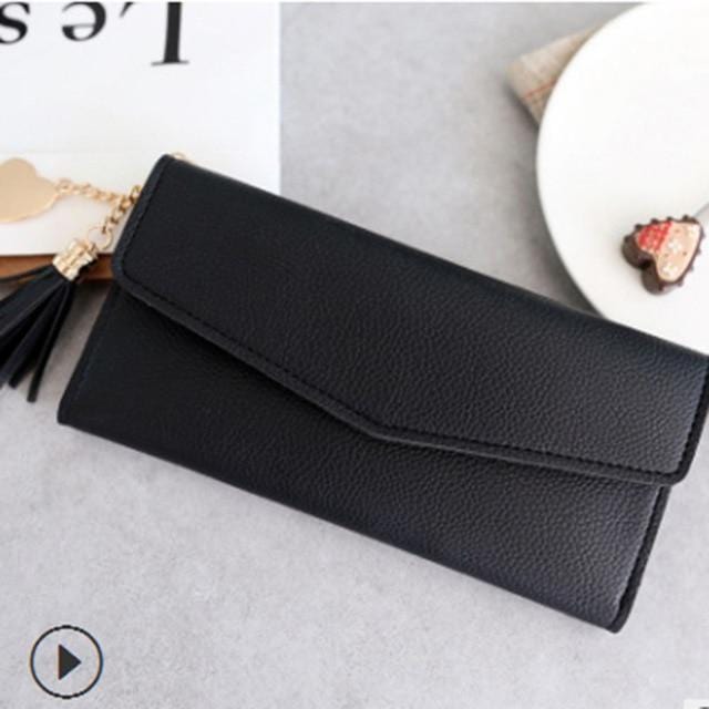 Long Women's Wallet Female Purses Tassel Coin Purse Card Holder Wallets Female Pu Leather Clutch Money Bag Pu Leather Wallet