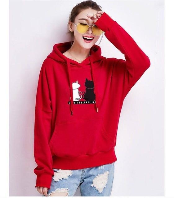 Hiver pull sweats femmes chat Kawaii Poleron Mujer 2019 kangourou poche à capuche école coréenne Streetwear sweat à capuche