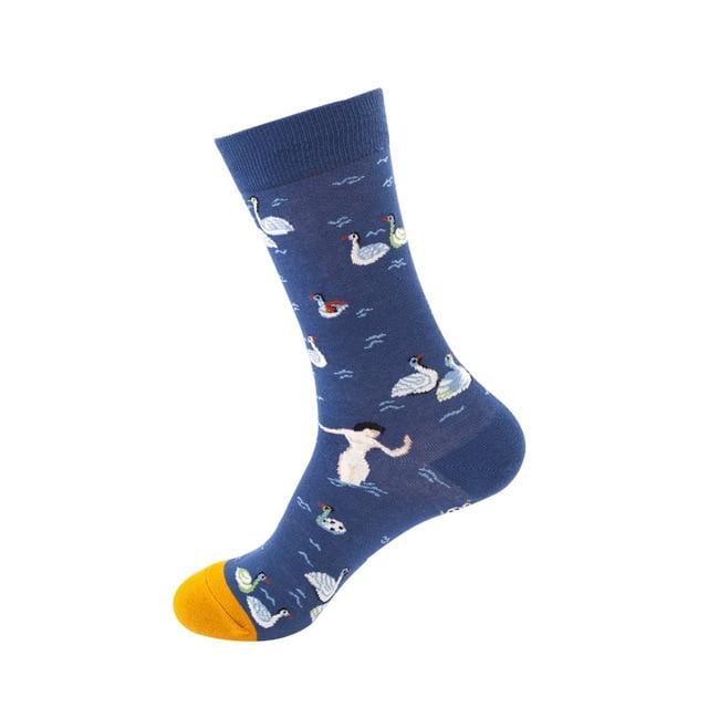 Women Funny Men Sock Shark Cotton Personality Happy Art Van Gogh World Famous Painting Female Socks Oil Socks Christmas gift