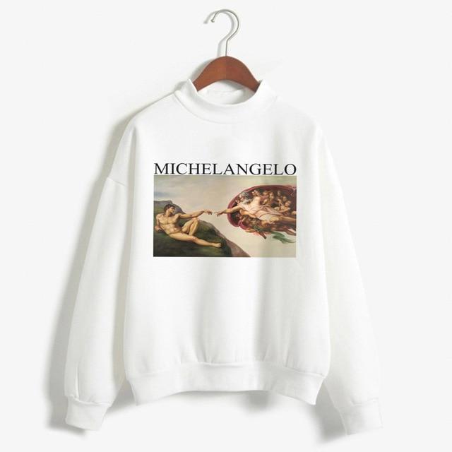 Kpop Fashion Hoodies Van Gogh Art Oil Paint Harajuku Michelangelo Ulzzang Vintage Long Sleeve Hoody Ladies Oversized Sweatshirt