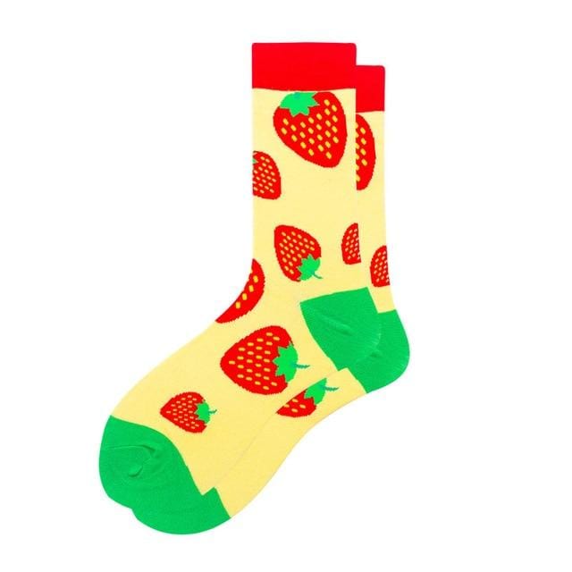 Femmes chaussettes drôle mignon dessin animé graphiques Fruits fraise Orange avocat pastèque cerise japonais Harajuku skateboard chaussettes