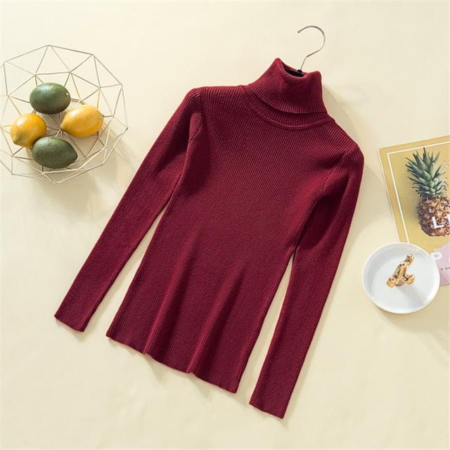 Stricken Pullover Frauen Rollkragen Casual Reinem Kaschmir Pullover Herbst Winter Solide Langarm Slim-jumper Weiche Tops Pull Femme