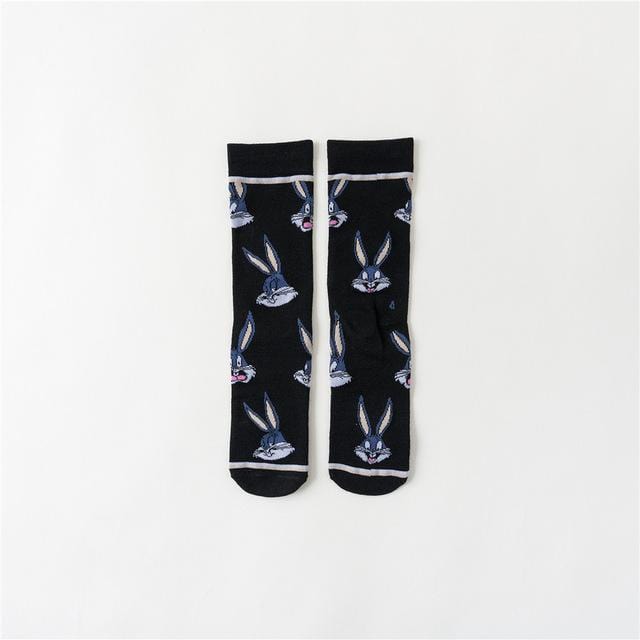 2020 drôle dessin animé imprimé chaussettes lapin canard mode personnalisé nouveauté hommes femmes confort respirant bleu gris coton chaussette