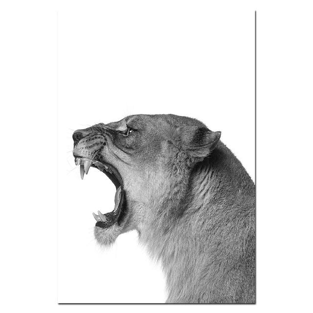 Leinwand-Poster „Löwe und Löwin“, schwarz-weiß, Waldtiere, Wandkunstdruck, Gemälde, Kinderzimmer, Wandkunst, Bild für Wohnzimmer