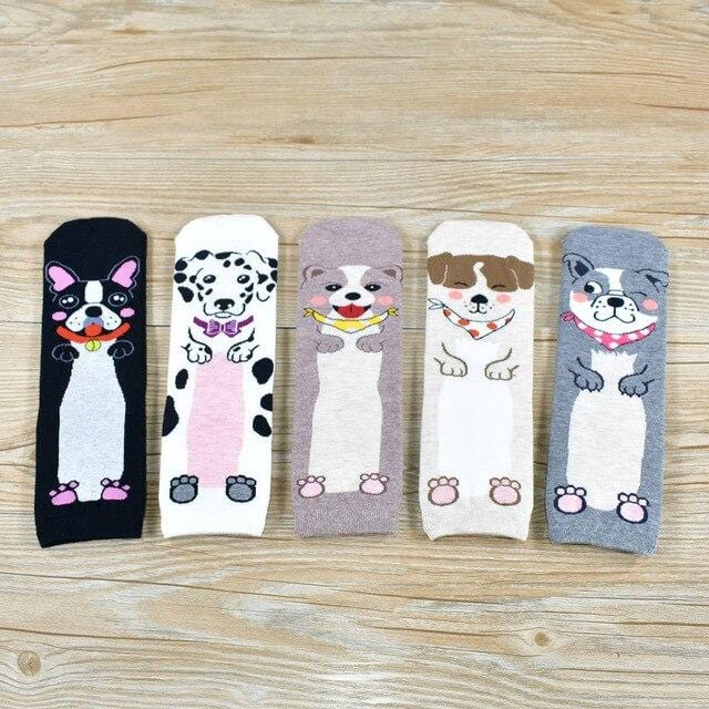 Femmes chaussettes populaire nouveau dessin animé carlin chaton motif coton chaussettes cadeaux de noël drôle mignon chaussettes femme