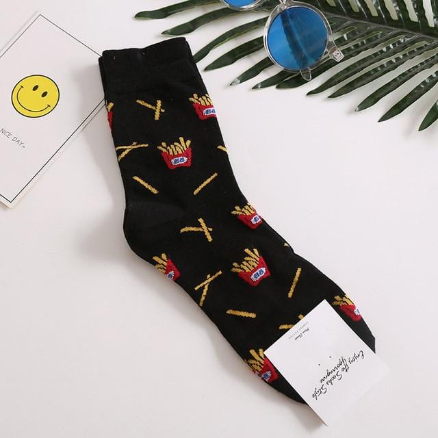 Harajuku Happy Socken Herren lustige gekämmte Baumwolle Kleid lässig Hochzeitssocken bunte Neuheit Skateboard Socken Männer Snack Muster