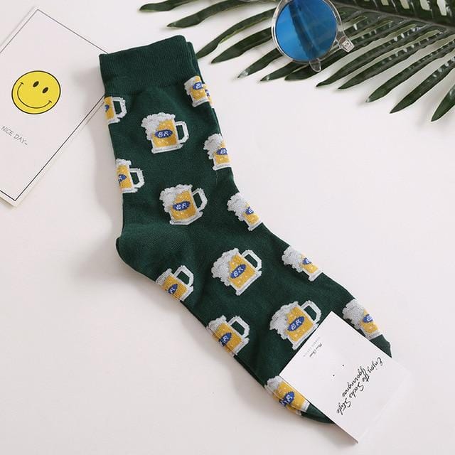 Harajuku Happy Socken Herren lustige gekämmte Baumwolle Kleid lässig Hochzeitssocken bunte Neuheit Skateboard Socken Männer Snack Muster