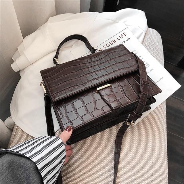 Burminsa Korean Style Women Handbags Female Briefcase Unique Crocodile Print Ladies Shoulder Messenger Bags 2019 Red Black Khaki