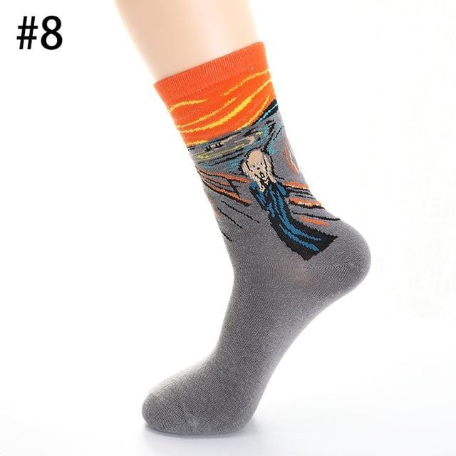 Chaussettes en coton hommes nuit étoilée hiver rétro femmes personnalité Art Van Gogh chaussettes peinture à l'huile chaussettes drôles chaussettes heureuses mâle socken