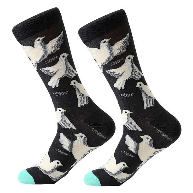 1 paire hommes chaussettes coton peigné dessin animé animal oiseau requin zèbre maïs pastèque fruits de mer géométrique nouveauté drôle chaussettes