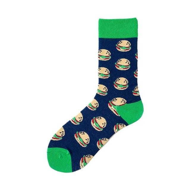 Neuheit Happy Funny Männer Grafik Socken gekämmte Baumwolle Omelette Frosch Crazy Burger Lachs Mais Avocado Vogel Fisch Socke Weihnachtsgeschenk