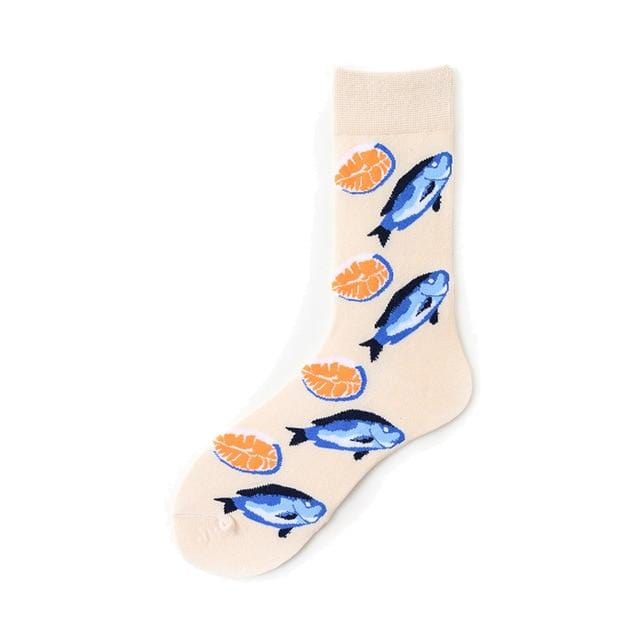 Neuheit Happy Funny Männer Grafik Socken gekämmte Baumwolle Omelette Frosch Crazy Burger Lachs Mais Avocado Vogel Fisch Socke Weihnachtsgeschenk